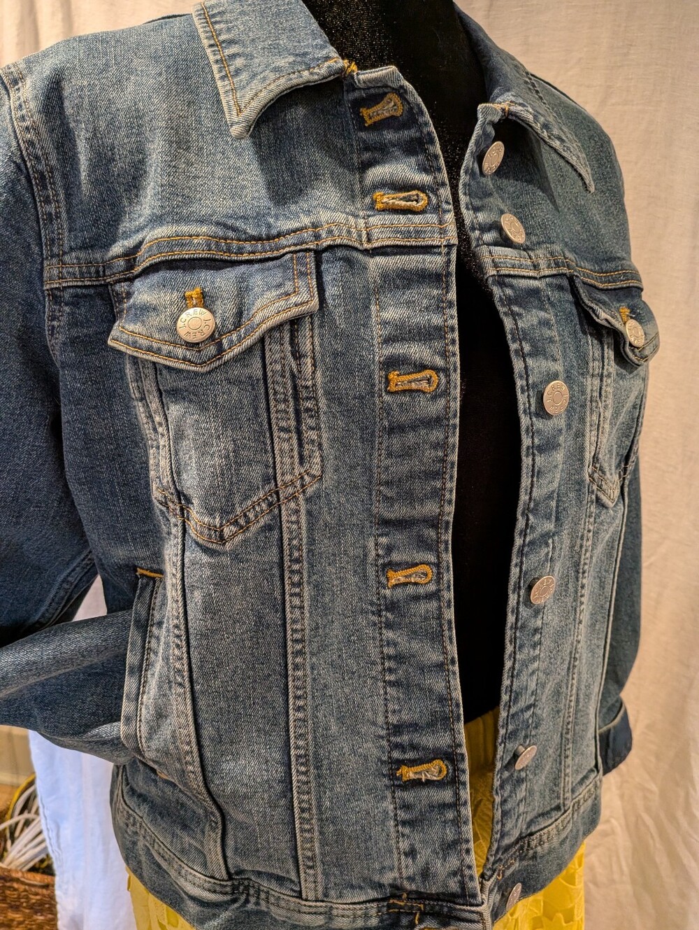 J. Crew Medium Blue Denim Jacket with Silver Buttons size M